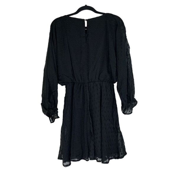 Urban Outfitters Lumière Swiss Dot Dolman Long Sleeve Mini Dress Black Size M Ne - Picture 2 of 15